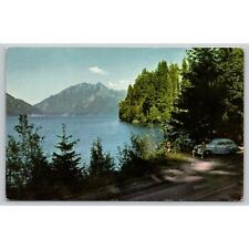 Postcard WA Lake Crescent Classic Car picture