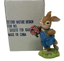 Vtg Bunny Tales Bashful Bouquet Rabbit Figurine FEBRUARY Second Nature Easter picture