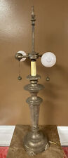 Vintage Tall Bronze Colored Lamp Double Light W/ Two Lights W/ Pull String picture
