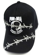 POW MIA Vietnam Black Hat Cap Embroidered Barbed Wire Logo You Are Not Forgotten picture