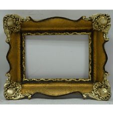 Ca.  1900-1930 Old wooden frame decorated with leaf metal 12.2 x 8.6 in picture