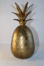 VINTAGE MID CENTURY BRASS PINEAPPLE STATUE & CONTAINER 9.5