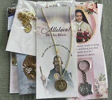 Lot of 15 Packed Religious Medals Key Chains Chaplets Prayer Cards Saints Mary picture