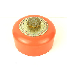Vintage Avon Unforgettable Beauty Dust CONTAINER Coral with Ornate Gold Lid picture