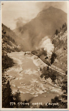 Vintage RPPC Postcard Kicking Horse Canyon Steam Train Canadian Railway picture