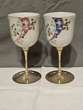 Vintage Rare Kutani Yaki porcelain floral (set of two) Wine goblets picture