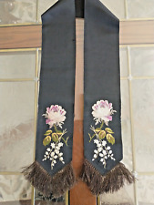 Antique Victorian Era Bible Embroidered Ribbon Needlework Bookmark Floral picture