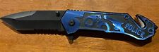 8 Inch “POLICE” Folding Knife With Seatbelt Cutter & Window Breaker, Stainless picture