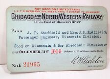 Vintage 1909 Chicago North Western Railroad Wisconsin Division Engineer Pass  picture