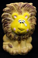 Vtg 70s Ceramic-Chalkware Yellow Sad Crying Lion Figurine Whimsical Statue 6.5