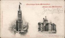 1904 Greetings from Milwaukee,WI Wisconsin C.N. Caspar Company Publisher Vintage picture