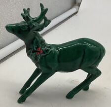 Lefton Ceramic Christmas Holly Green Standing Deer Tail Down #1187 Japan Great picture