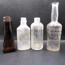 Vintage Glass Medicine Raised Letters Bottles – Lot of 4 picture