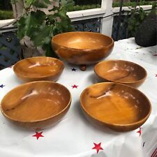 Vintage Mid Century Duncan Myrtlewood Crafters 1 large Bowl 4 small bowls USA picture