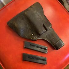 Original WWI Swedish Army M1907 1907 Husqvarna Holster Leather With 2 Magazines picture