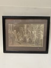 Antique 1900`s Rustic Hunting Photo Framed Hunting Camp Deer Hunters Man Cave picture