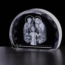Beautiful Large Etched Glass Holy Family Size 4.75 in W x 3.5 in H x 1.5 in D picture