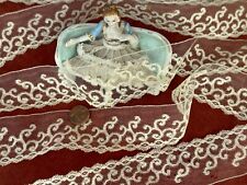 Antique Vtg Lace- DAINTY ETHEREAL FRENCH NET LACE FLOUNCE EDGING TRIM *DOLLS 36