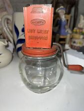 Vintage 1949s Androck Nut Meat Chopper Glass Jar With Metal Lid  picture