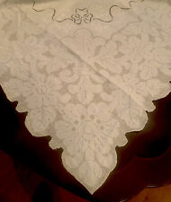 VINTAGE LACE PUNTO TIRATO EMBROIDERED TABLECLOTH 94” X 66 HAND MADE ITALY picture
