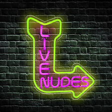 LIVE NUDES Silicone Neon Sign Light LED Beer Sign Yellow & Pink 16x13