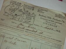 vintage 1923 Polar Wave ice cream Sunbury, Pa. milk products full receipt picture