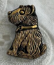 Realistic Black Glass DOG Button. Gold Luster. Czech. 13/16 Inch. picture