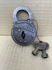 Padlock, Winchester Firearms Logo Brass Lock with Antique Finish & 2 Keys picture