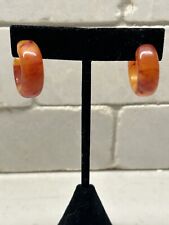 Bakelite Earrings Butterscotch Speckled Hoops RARE Vintage Tested MCM picture