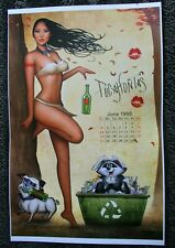 NATHAN SZERDY HAND SIGNED 11X17 ART PRINT POCAHONTAS COSPLAY PINUP CALENDAR NEW picture