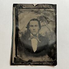 Antique 1/2 Plate Tintype Photograph Handsome Young Man Note Civil War Soldier? picture