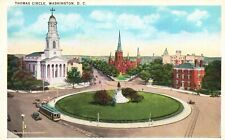 Washington DC, Thomas Circle, Unused Linen Antique Vintage Postcard e759 picture