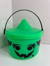 Vintage 1986 - McDonald's Green Witch Trick or Treat Pail With Handle & Lid picture