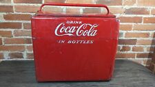 Vtg Drink COCA-COLA In Bottles Red Metal Cooler Made in USA 1950s Cavalier  18
