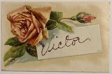 Victor Beautiful Embossed Rose Unused Early 1900s Antique Postcard picture