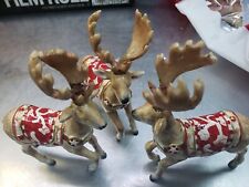 Lot Of 3 Fitz & Floyd - Town and Country Reindeer - 4.5 x 5.5 - Repaired Antlers picture