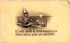 Vintage Postcard- . HOW MUCH I MISS YOU. Posted 1912 picture