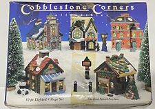 VTG 1991 Cobblestone Corners 10 PC. Lighted Christmas Village Set all 10 Pieces picture