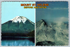 c1970s Mount St. Helens Before and After Crater Vintage Postcard picture