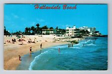 Hallandale FL-Florida, Scenic View Along The Beach, Antique, Vintage Postcard picture