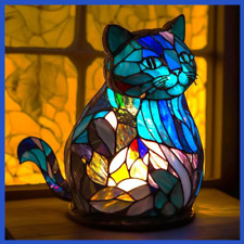 Cat Tiffany Animal Stained Glass Table Lamp picture