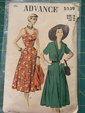 Vintage Sewing Pattern Advance 5539 Women’s Dress/Bolero Jacket Size 16 1950 picture