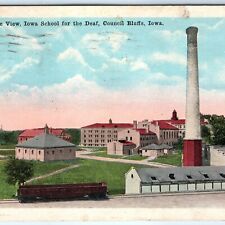 c1920s Council Bluffs, IA Birds Eye Iowa School for the Deaf Power Postcard A117 picture
