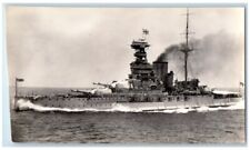 c1940's British Battleship Queen Elizabeth WWII View RPPC Photo Postcard picture