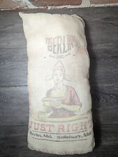 Vintage The Berlin Milling Company Flour Sack Salisbury MD Just Right--Pillow picture