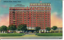 1949 Jefferson Hotel Dallas Texas TX Street View Old Cars Flag Scene Postcard picture