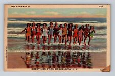 Barcelona NY-New York, Scenic Beach General Greetings, Antique Vintage Postcard picture