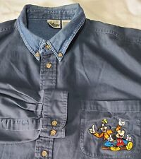 Vintage Disney Store Size Xl Blue Jean Denim Button Up Shirt picture