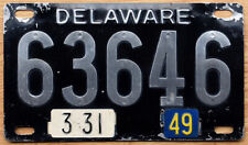 1949 Delaware License Plate · March 31, 1949 expiration picture