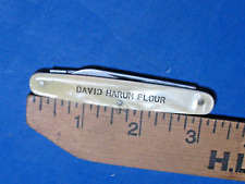 Early Shapleigh Hwd CELLULOID white liner scales USA Pocket Knife HARUM FLOUR AD picture